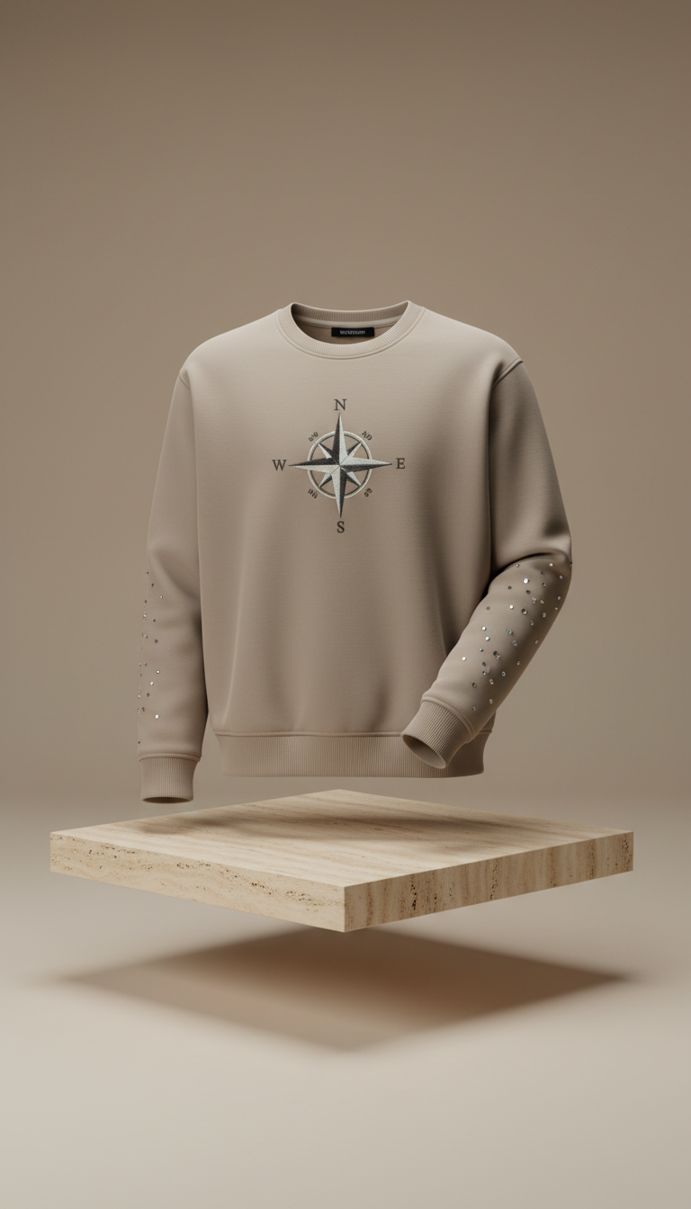 Unto More Rhinestone World Map Crewneck